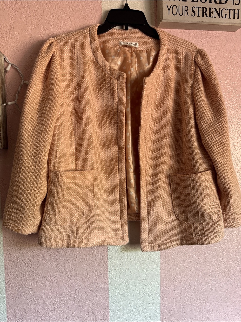 Kenar Peach Open-Front Blazer